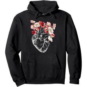 Floral Heart Black Hoodie